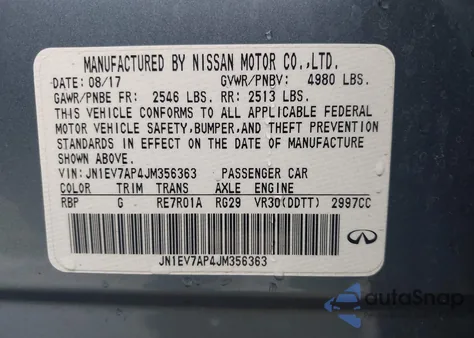 2018 Infiniti Q50 3.0T Sport from USA, damaged, VIN JN1EV7AP4JM356363
